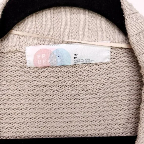 Free People Cardigan Sweater Hailee Cardi Chunky Knit Button Up Beige Size XS - Picture 7 of 14
